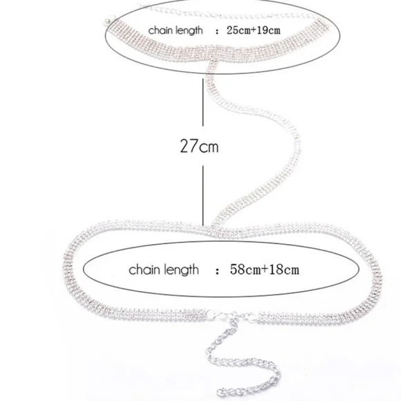 🎀Exquisite Sexy Rhinestone Choker &  Waiste Chain - Picture 5 of 6